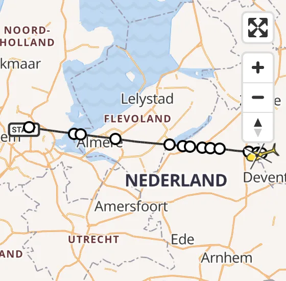 Vlucht Traumahelikopter PH-DOC van Amsterdam Heliport naar Olst op zaterdag 6 juli 2024 16:29