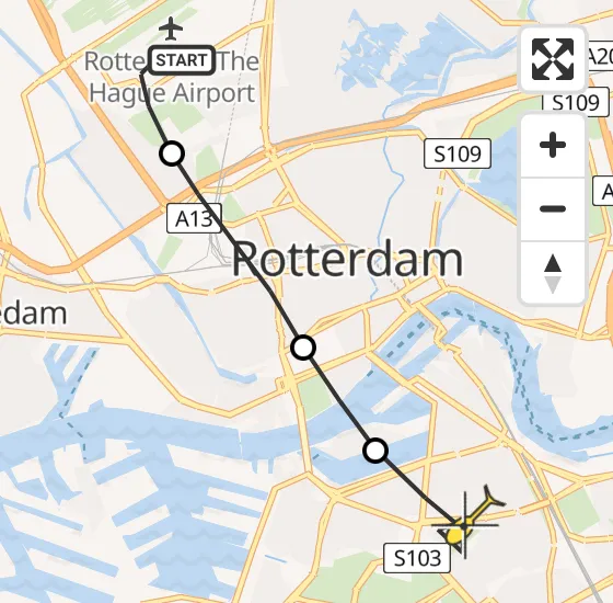 Vlucht Traumahelikopter PH-UMC van Rotterdam The Hague Airport naar Rotterdam op zaterdag 6 juli 2024 16:39