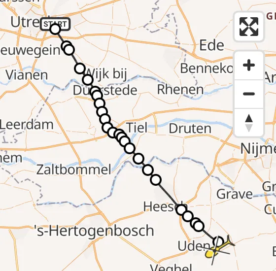 Vlucht Traumahelikopter PH-LLN van Universitair Medisch Centrum Utrecht naar Vliegbasis Volkel op zaterdag 6 juli 2024 18:35