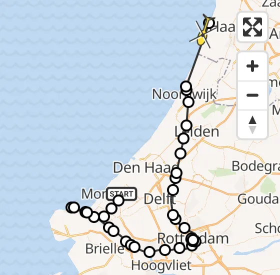 Vlucht Politiehelikopter PH-PXA van Poeldijk naar Zandvoort op zaterdag 6 juli 2024 19:29