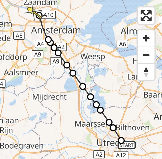 Vlucht Traumahelikopter PH-DOC van Universitair Medisch Centrum Utrecht naar Amsterdam Heliport op zaterdag 6 juli 2024 21:20