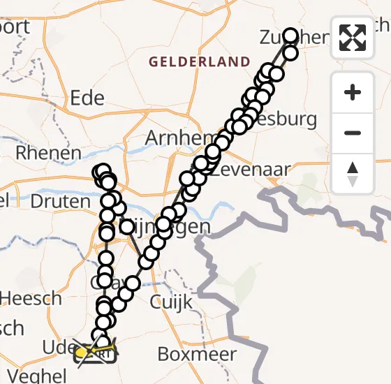 Vlucht Politiehelikopter PH-PXD van Vliegbasis Volkel naar Vliegbasis Volkel op zaterdag 6 juli 2024 22:07