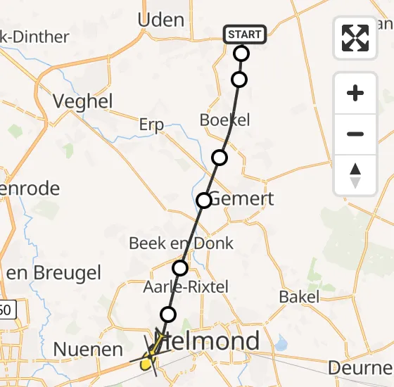 Vlucht Traumahelikopter PH-LLN van Vliegbasis Volkel naar Helmond op zondag 7 juli 2024 0:32