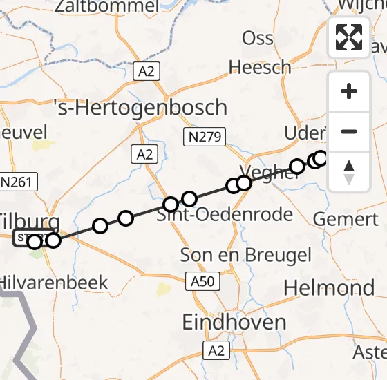 Vlucht Traumahelikopter PH-LLN van Tilburg naar Vliegbasis Volkel op zondag 7 juli 2024 1:41