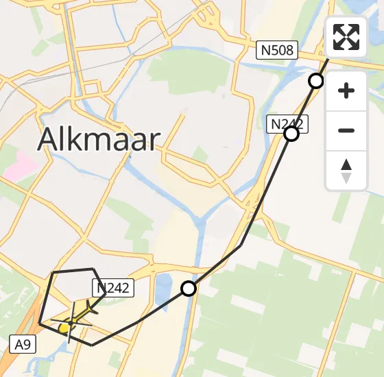 Vlucht Traumahelikopter PH-DOC van Heerhugowaard naar Alkmaar op zondag 7 juli 2024 14:10