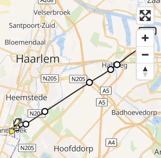 Vlucht Traumahelikopter PH-DOC van Amsterdam Heliport naar Heemstede op maandag 8 juli 2024 2:03