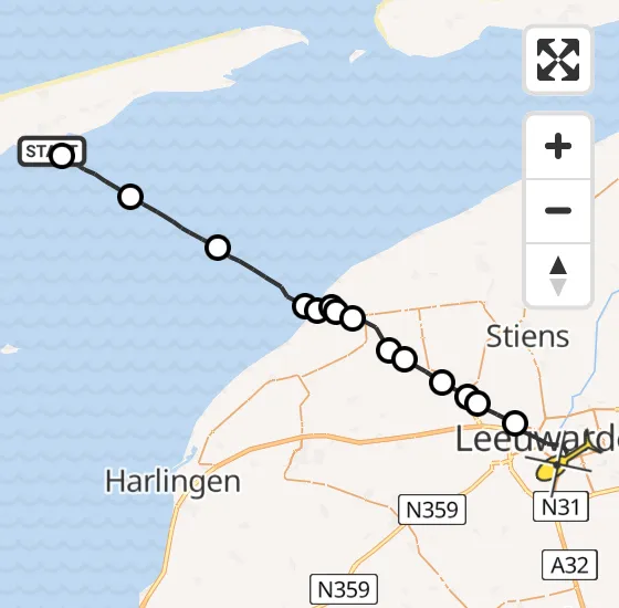 Vlucht Ambulancehelikopter PH-OOP van Striep naar Leeuwarden op maandag 8 juli 2024 9:38