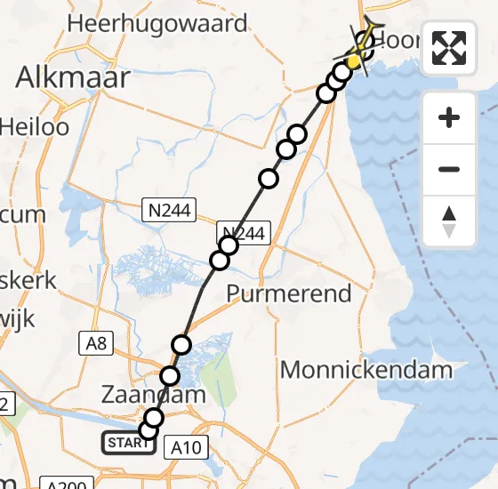 Vlucht Traumahelikopter PH-DOC van Amsterdam Heliport naar Berkhout op maandag 8 juli 2024 12:12