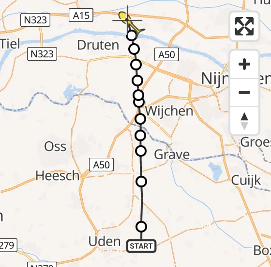 Vlucht Traumahelikopter PH-HVB van Vliegbasis Volkel naar Dodewaard op maandag 8 juli 2024 12:23