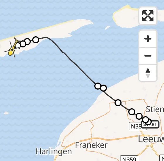 Vlucht Ambulancehelikopter PH-OOP van Vliegbasis Leeuwarden naar Midsland op maandag 8 juli 2024 13:14