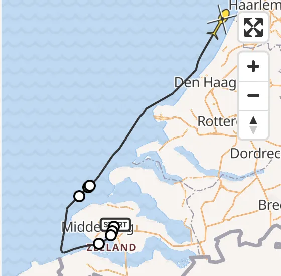 Vlucht Politiehelikopter PH-PXY van Vliegveld Midden-Zeeland naar  op maandag 8 juli 2024 13:37