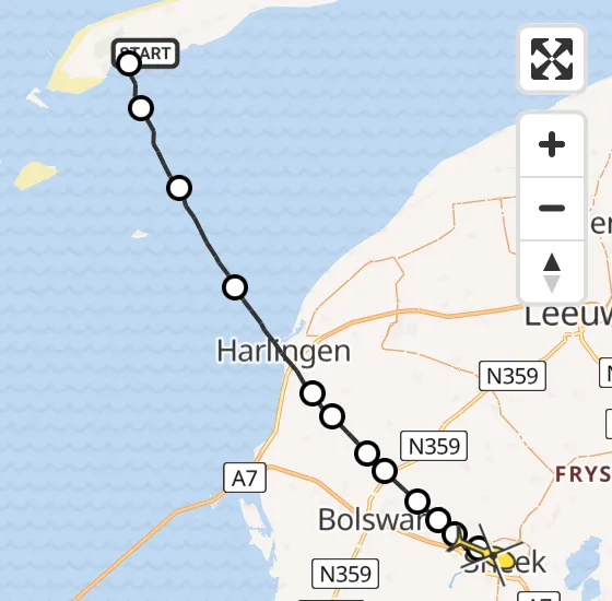 Vlucht Ambulancehelikopter PH-OOP van Hee naar Ysbrechtum op maandag 8 juli 2024 13:42