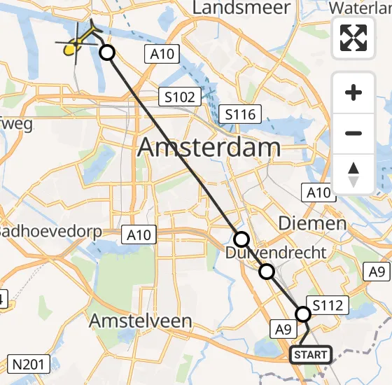 Vlucht Traumahelikopter PH-DOC van Academisch Medisch Centrum (AMC) naar Amsterdam Heliport op maandag 8 juli 2024 13:46