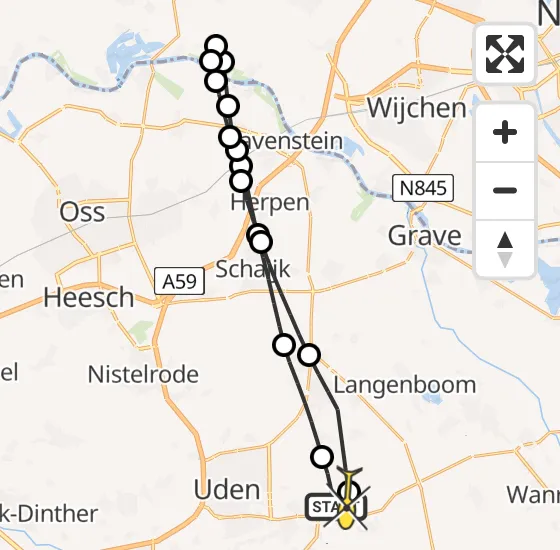 Vlucht Traumahelikopter PH-HVB van Vliegbasis Volkel naar Vliegbasis Volkel op maandag 8 juli 2024 13:49