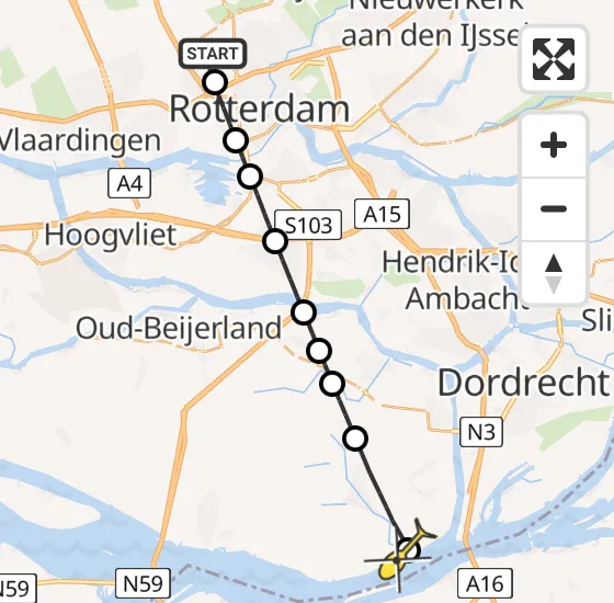 Vlucht Traumahelikopter PH-UMC van Rotterdam The Hague Airport naar Strijensas op maandag 8 juli 2024 13:53