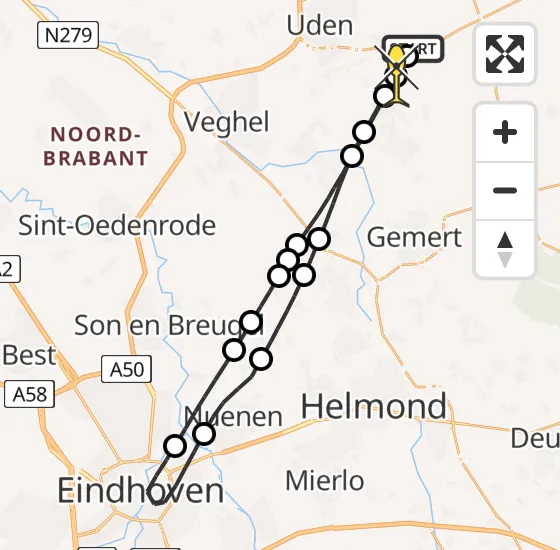 Vlucht Traumahelikopter PH-HVB van Vliegbasis Volkel naar Volkel op maandag 8 juli 2024 14:23