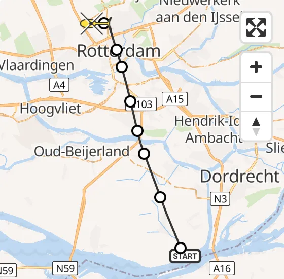 Vlucht Traumahelikopter PH-UMC van Strijensas naar Rotterdam The Hague Airport op maandag 8 juli 2024 14:35