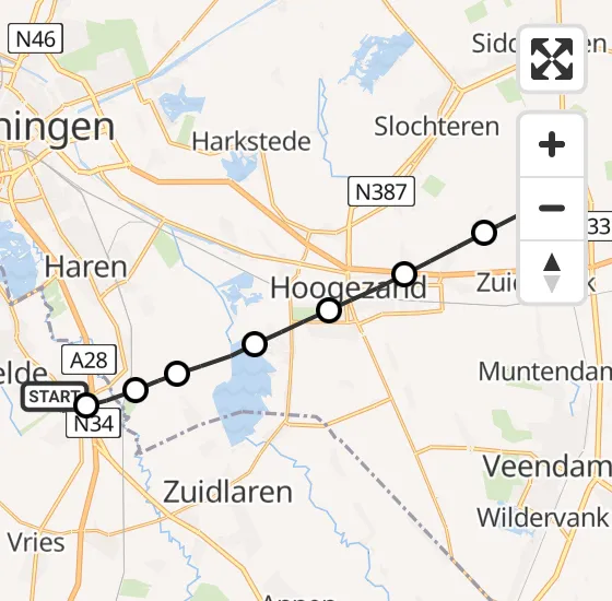 Vlucht Traumahelikopter PH-MAA van Groningen Airport Eelde naar Noordbroek op maandag 8 juli 2024 16:11