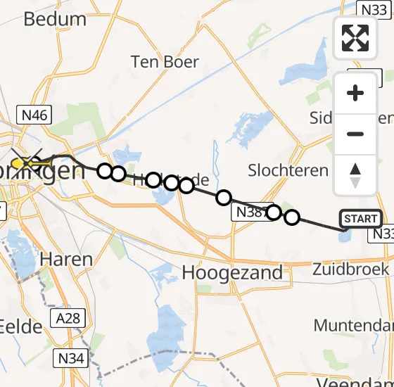 Vlucht Traumahelikopter PH-MAA van Noordbroek naar Universitair Medisch Centrum Groningen op maandag 8 juli 2024 16:56