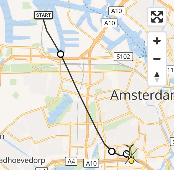 Vlucht Traumahelikopter PH-DOC van Amsterdam Heliport naar Amsterdam op maandag 8 juli 2024 17:20