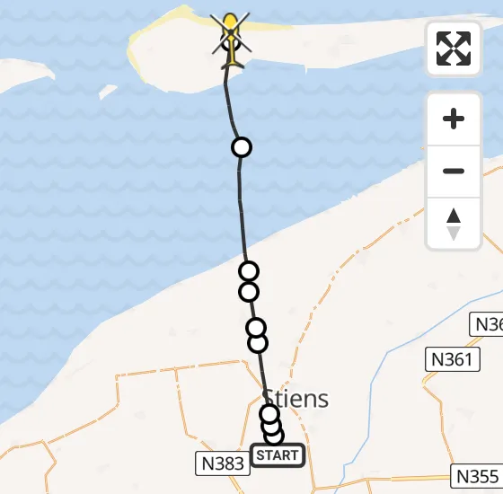 Vlucht Ambulancehelikopter PH-OOP van Vliegbasis Leeuwarden naar Ameland Airport Ballum op maandag 8 juli 2024 17:20