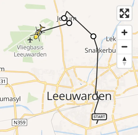 Vlucht Ambulancehelikopter PH-OOP van Leeuwarden naar Vliegbasis Leeuwarden op maandag 8 juli 2024 18:21