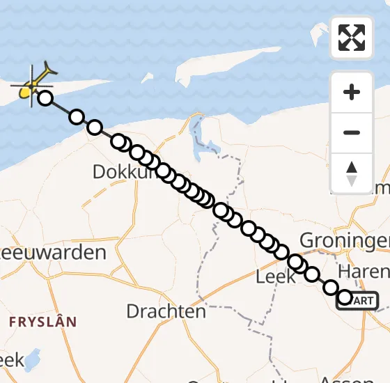 Vlucht Traumahelikopter PH-MAA van Groningen Airport Eelde naar Nes op maandag 8 juli 2024 18:35