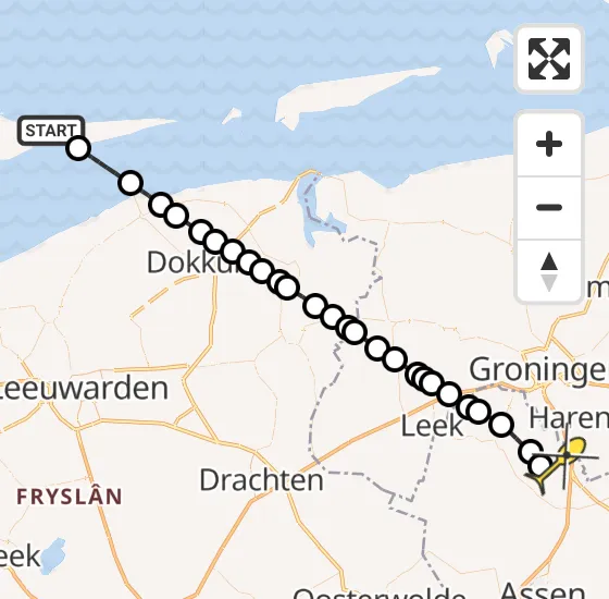 Vlucht Traumahelikopter PH-MAA van Nes naar Groningen Airport Eelde op maandag 8 juli 2024 19:09