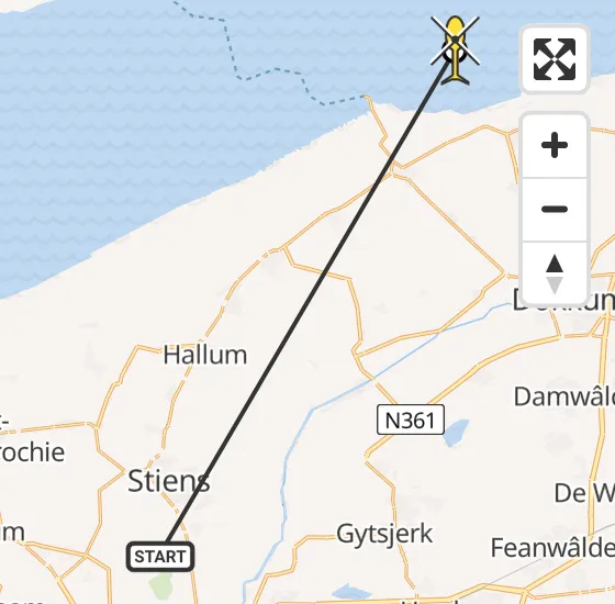 Vlucht Ambulancehelikopter PH-OOP van Vliegbasis Leeuwarden naar Ternaard op maandag 8 juli 2024 19:14