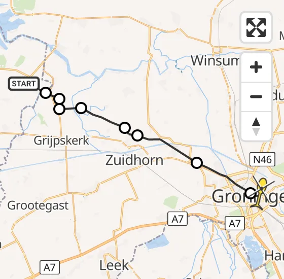 Vlucht Ambulancehelikopter PH-OOP van Munnekezijl naar Universitair Medisch Centrum Groningen op maandag 8 juli 2024 19:21