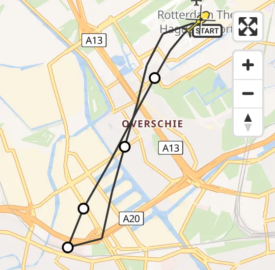 Vlucht Traumahelikopter PH-UMC van Rotterdam The Hague Airport naar Rotterdam The Hague Airport op maandag 8 juli 2024 20:07