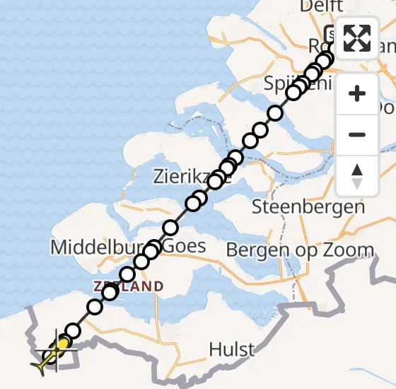 Vlucht Traumahelikopter PH-UMC van Rotterdam The Hague Airport naar Aardenburg op maandag 8 juli 2024 20:29