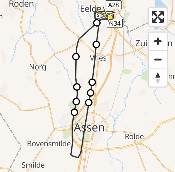 Vlucht Traumahelikopter PH-MAA van Groningen Airport Eelde naar Groningen Airport Eelde op maandag 8 juli 2024 21:41