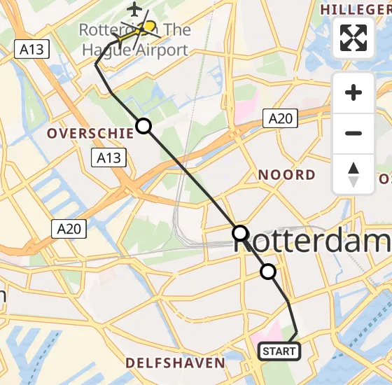 Vlucht Traumahelikopter PH-UMC van Erasmus MC naar Rotterdam The Hague Airport op maandag 8 juli 2024 23:48