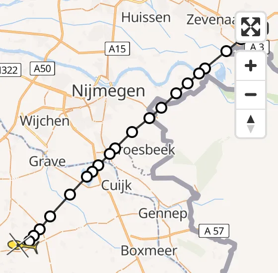 Vlucht Traumahelikopter PH-HVB van Didam naar Vliegbasis Volkel op dinsdag 9 juli 2024 0:04