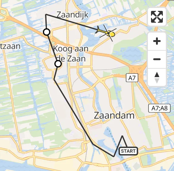 Vlucht Politiehelikopter PH-PXA van Zaandam naar Zaandam op maandag 15 juli 2024 20:59