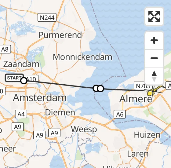 Vlucht Traumahelikopter PH-DOC van Amsterdam Heliport naar Almere op dinsdag 16 juli 2024 5:31