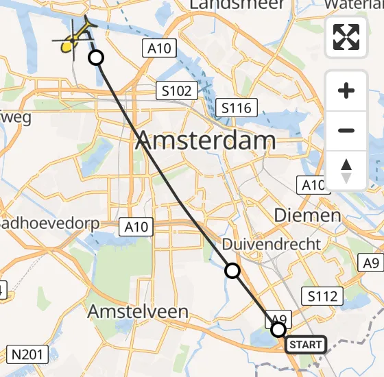 Vlucht Traumahelikopter PH-DOC van Academisch Medisch Centrum (AMC) naar Amsterdam Heliport op dinsdag 16 juli 2024 6:50