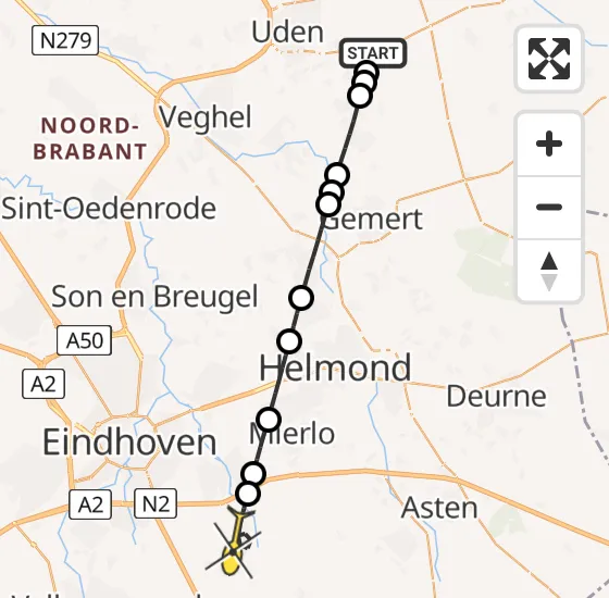 Vlucht Traumahelikopter PH-LLN van Vliegbasis Volkel naar Heeze op dinsdag 16 juli 2024 7:09