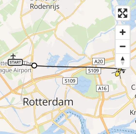 Vlucht Traumahelikopter PH-UMC van Rotterdam The Hague Airport naar Rotterdam op dinsdag 16 juli 2024 7:33