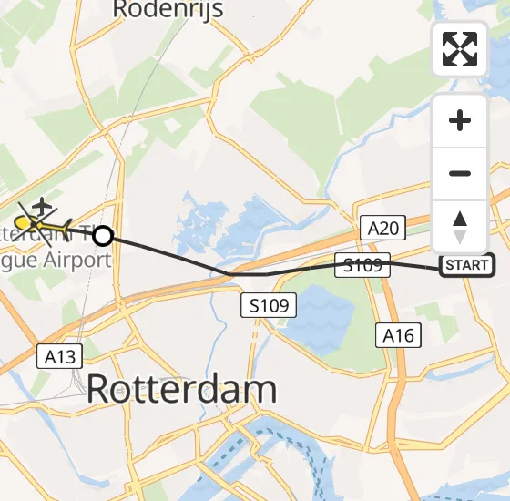 Vlucht Traumahelikopter PH-UMC van Rotterdam naar Rotterdam The Hague Airport op dinsdag 16 juli 2024 8:35
