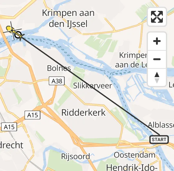 Vlucht Traumahelikopter PH-UMC van Alblasserdam naar Rotterdam op dinsdag 16 juli 2024 10:17