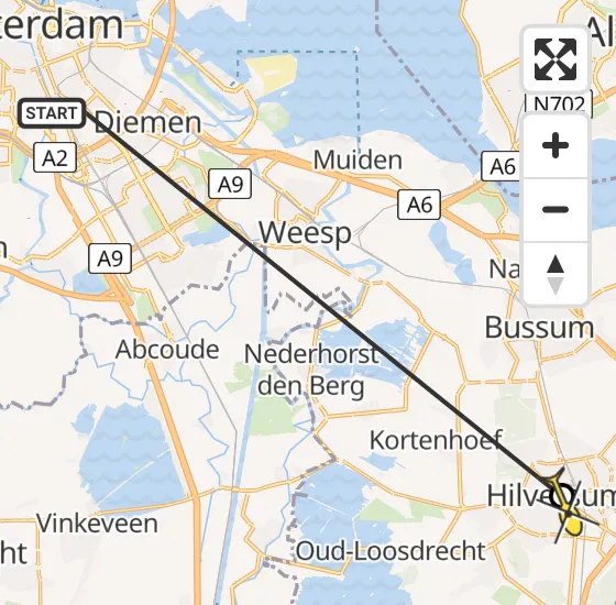 Vlucht Politiehelikopter PH-PXE van Amsterdam naar Hilversum op dinsdag 16 juli 2024 11:09