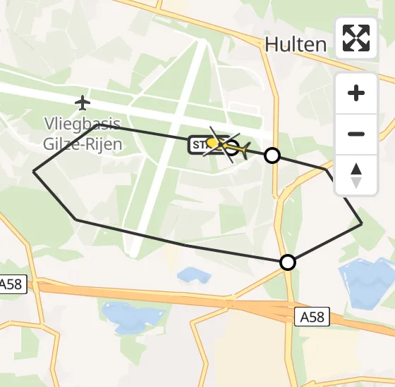 Vlucht Politiehelikopter PH-PXY van Vliegbasis Gilze-Rijen naar Vliegbasis Gilze-Rijen op dinsdag 16 juli 2024 13:25