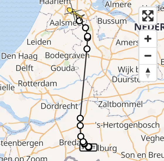 Vlucht Politiehelikopter PH-PXY van Vliegbasis Gilze-Rijen naar Amstelveen op dinsdag 16 juli 2024 13:37