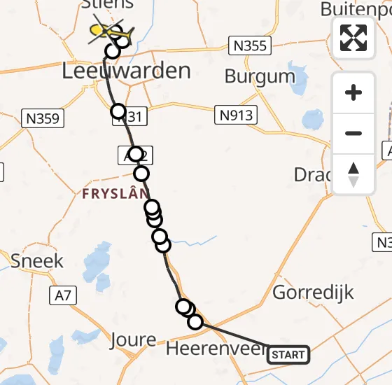 Vlucht Ambulancehelikopter PH-OOP van Katlijk naar Vliegbasis Leeuwarden op dinsdag 16 juli 2024 14:17