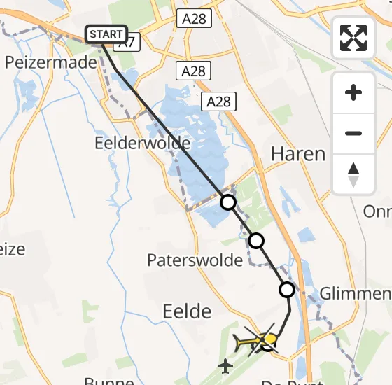 Vlucht Traumahelikopter PH-MAA van Groningen naar Groningen Airport Eelde op dinsdag 16 juli 2024 14:38