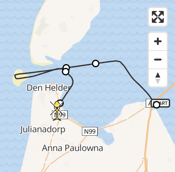 Vlucht Kustwachthelikopter PH-SAR van Wieringerwerf naar Vliegveld De Kooy op dinsdag 16 juli 2024 15:46