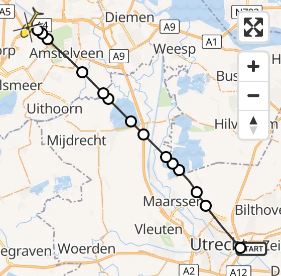 Vlucht Traumahelikopter PH-DOC van Universitair Medisch Centrum Utrecht naar Badhoevedorp op dinsdag 16 juli 2024 16:57