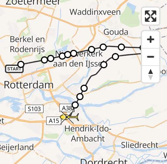 Vlucht Traumahelikopter PH-UMC van Rotterdam The Hague Airport naar Ridderkerk op dinsdag 16 juli 2024 17:02